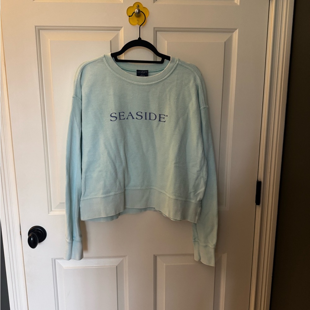Light Blue Ribbed Seaside Sweatshirt